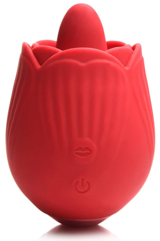 Bloomgasm - French Rose Licking and Vibrating Stimulator - Red INM-AH037
