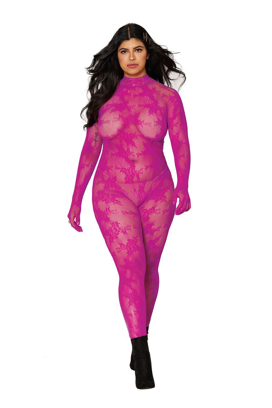 Bodystocking With Finger Gloves - Queen Size - Azalea DG-0416AZAQ