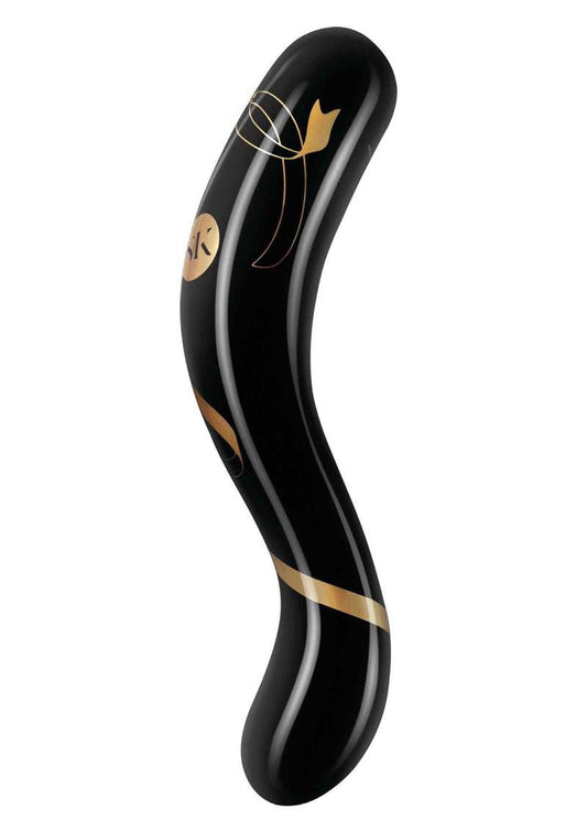 Secret Kisses - 7 Inch Handblown Double Ended Dildo - Black SK-3006