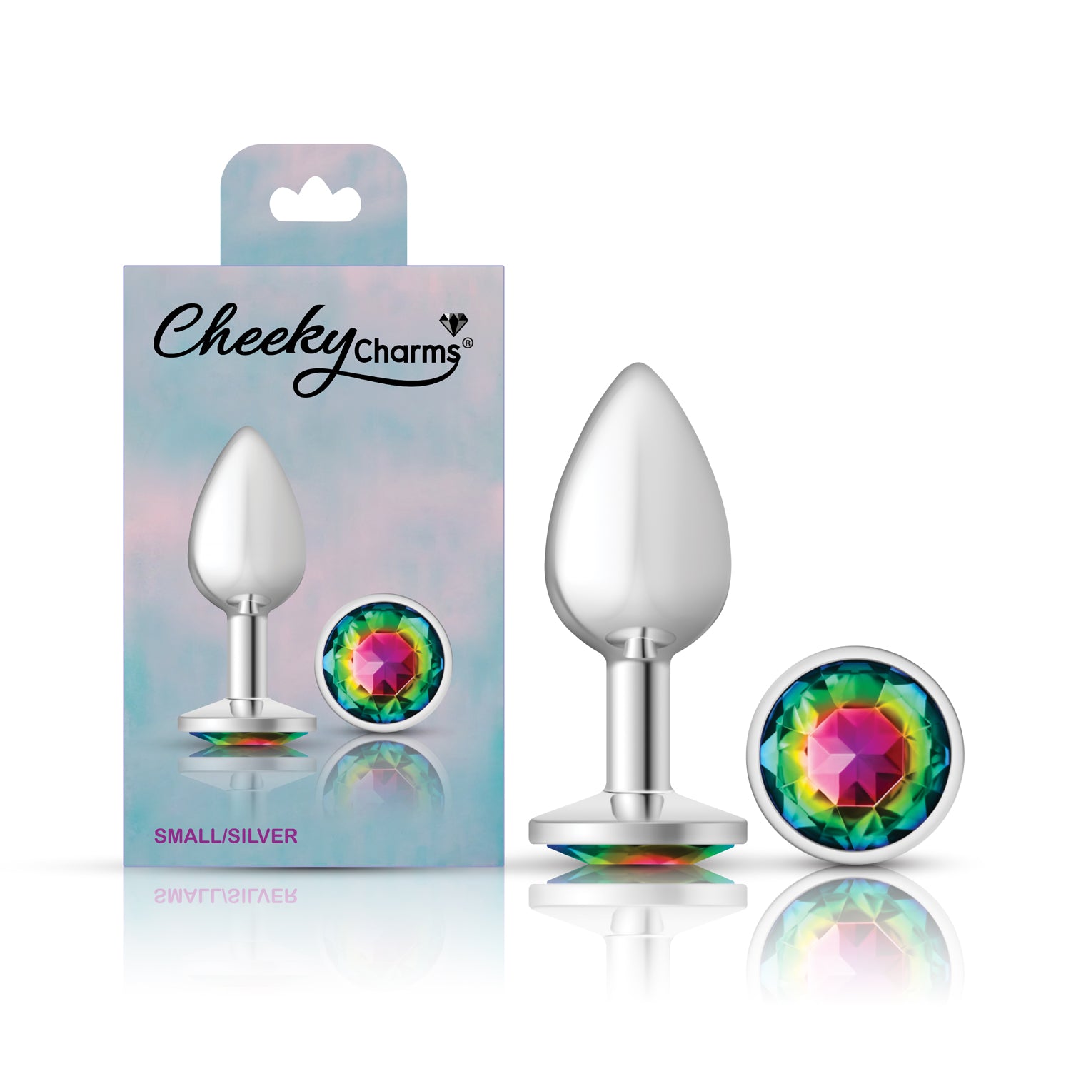 Rainbow Round Gem Silver Metal Plug - Sm