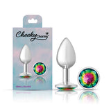 Rainbow Round Gem Silver Metal Plug - Sm