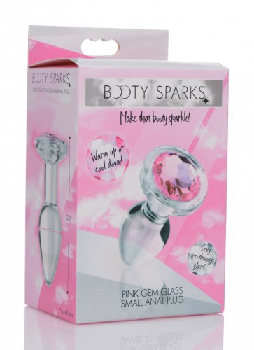 "Pink Gem Glass Anal Plug - Small BTYS-AG430-SML"
