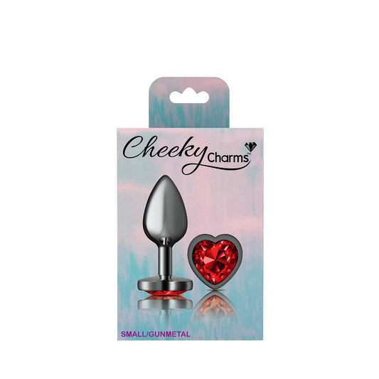 "Deep Red Heart Gem Gunmetal Metal Plug - Sm VB-CC9135"