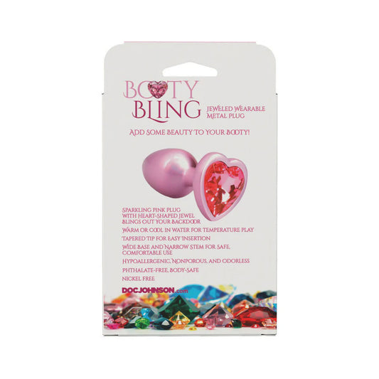 Booty Bling Metal Heart Plug - Small - Pink