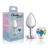 Clear Iridescent Heart Gem Silver Metal Plug - Md