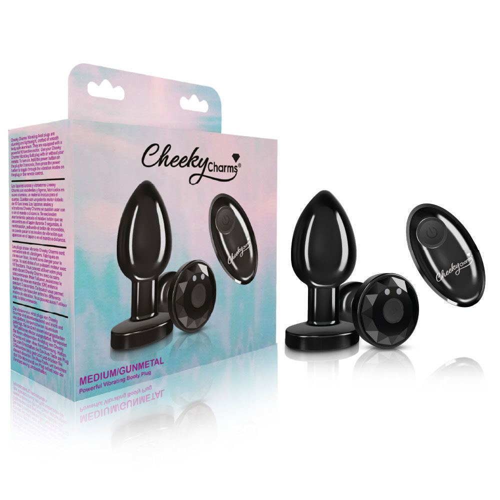 Vibrating Gunmetal Metal Remote Plug - Medium