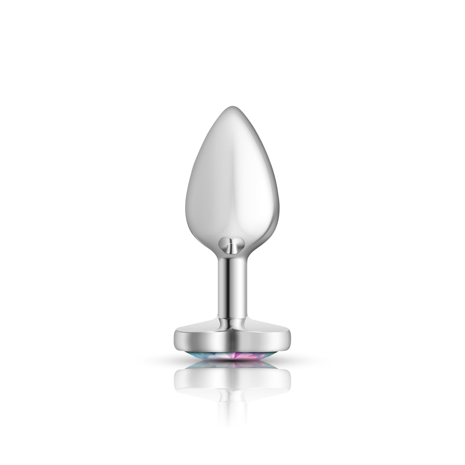 Clear Iridescent Heart Gem Silver Metal Plug - Sm