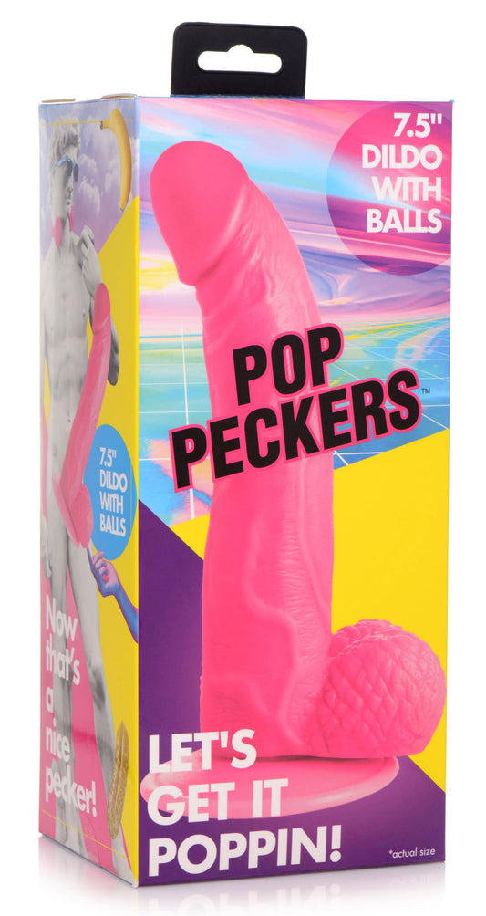 "Pop Pecker 7.5 Inch Dildo With Balls - Pink POPP-AG767-PNK"