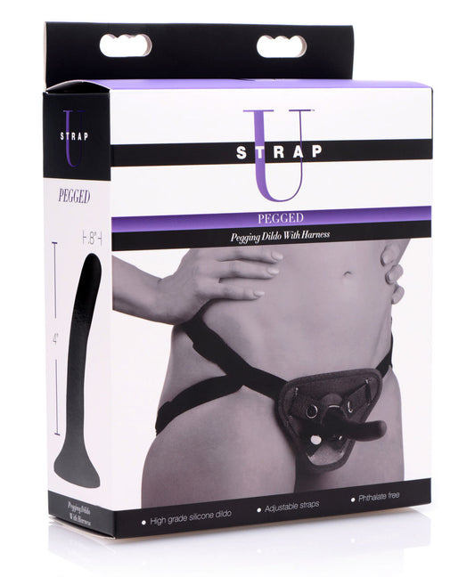 "Pegged - Pegging Dildo With Harness - Black SU-AF186"