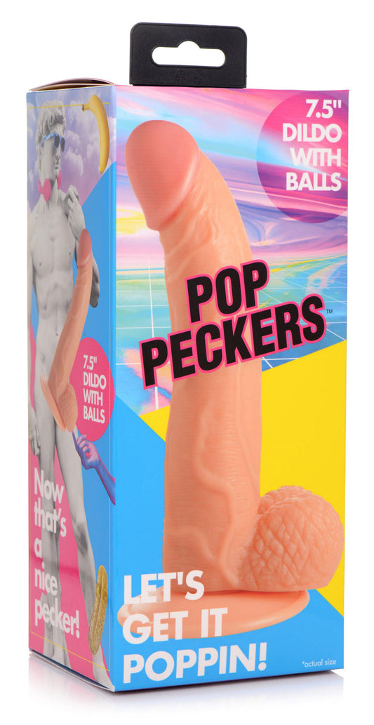 "Pop Pecker 7.5 Inch Dildo With Balls - Light POPP-AG767-LGH"