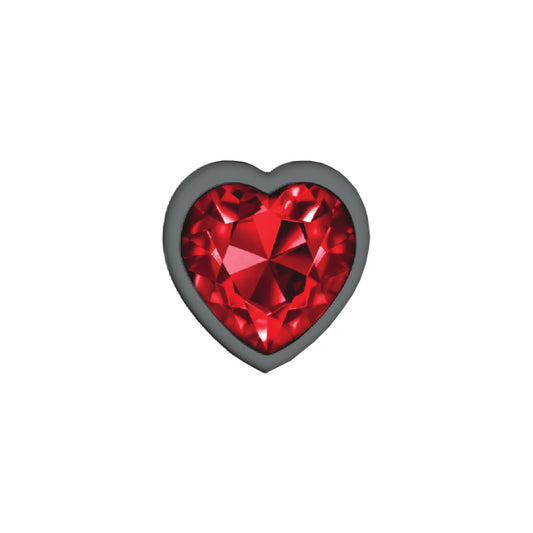 Deep Red Heart Gem Gunmetal Metal Plug - Md