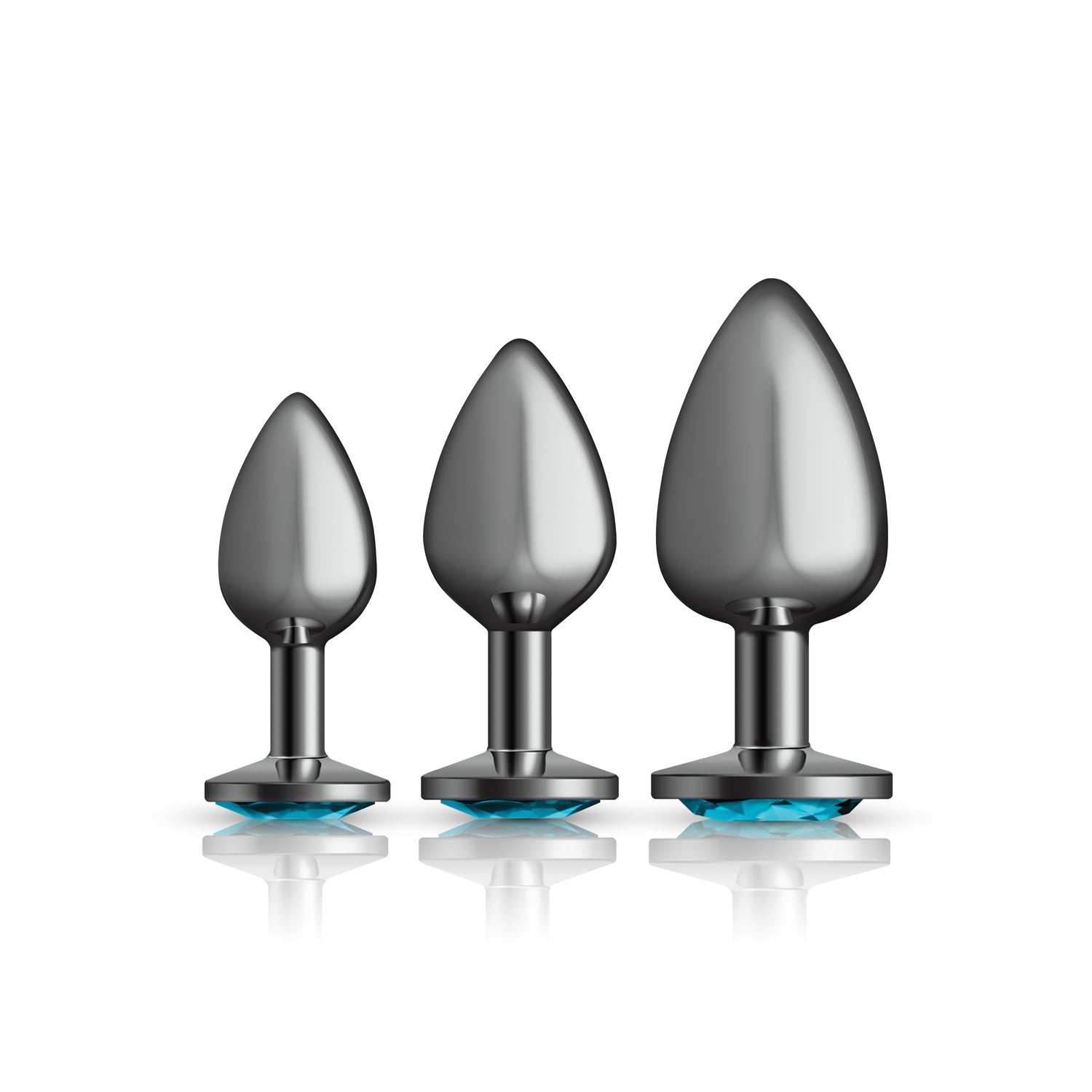 Teal Round Gem Anal Trainer Kit - Gunmetal