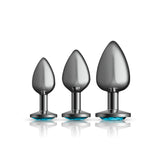 Teal Round Gem Anal Trainer Kit - Gunmetal