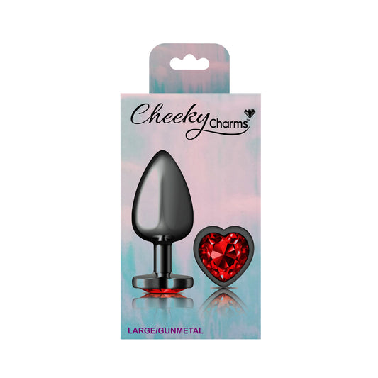"Deep Red Heart Gem Gunmetal Metal Plug - Lg VB-CC9137"