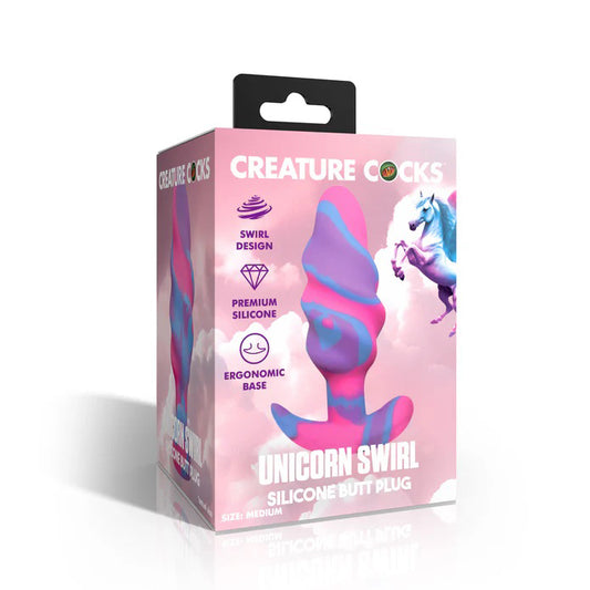 "Unicorn Swirl Silicone Butt Plug - Medium CC-AH706-MED"