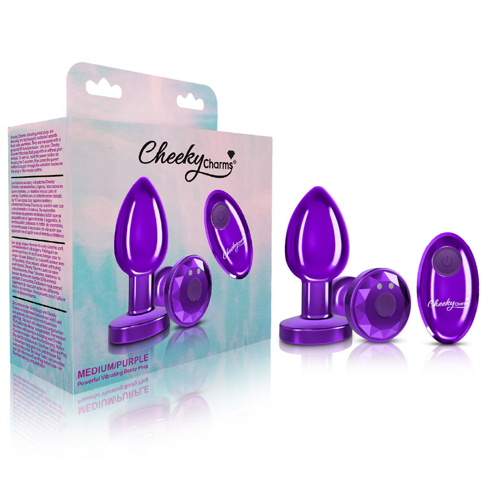 Vibrating Purple Metal Remote Plug - Medium