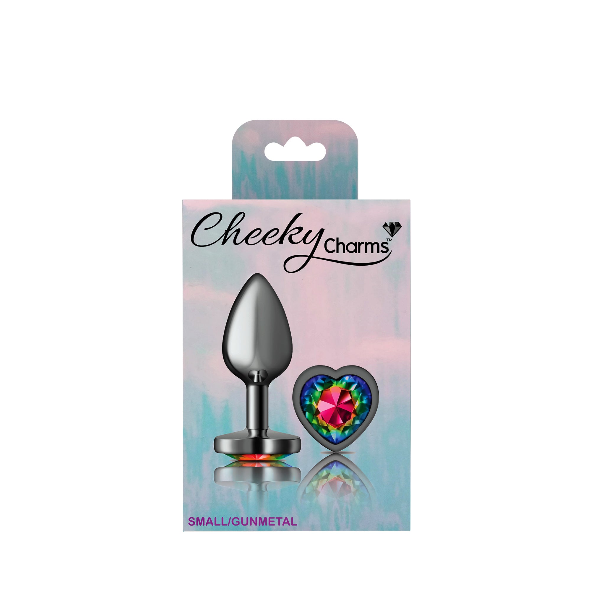"Rainbow Heart Gem Gunmetal Metal Plug - Sm VB-CC9132"