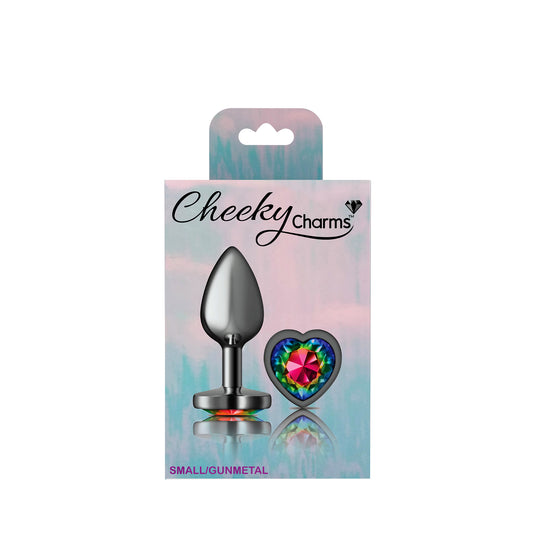 "Rainbow Heart Gem Gunmetal Metal Plug - Sm VB-CC9132"