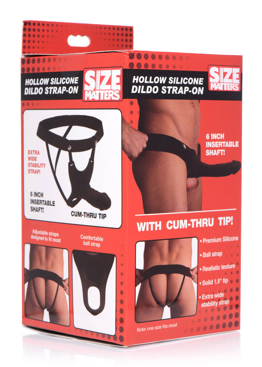 "Hollow Silicone Dildo Strap-on - Black SM-AG365-BLK"