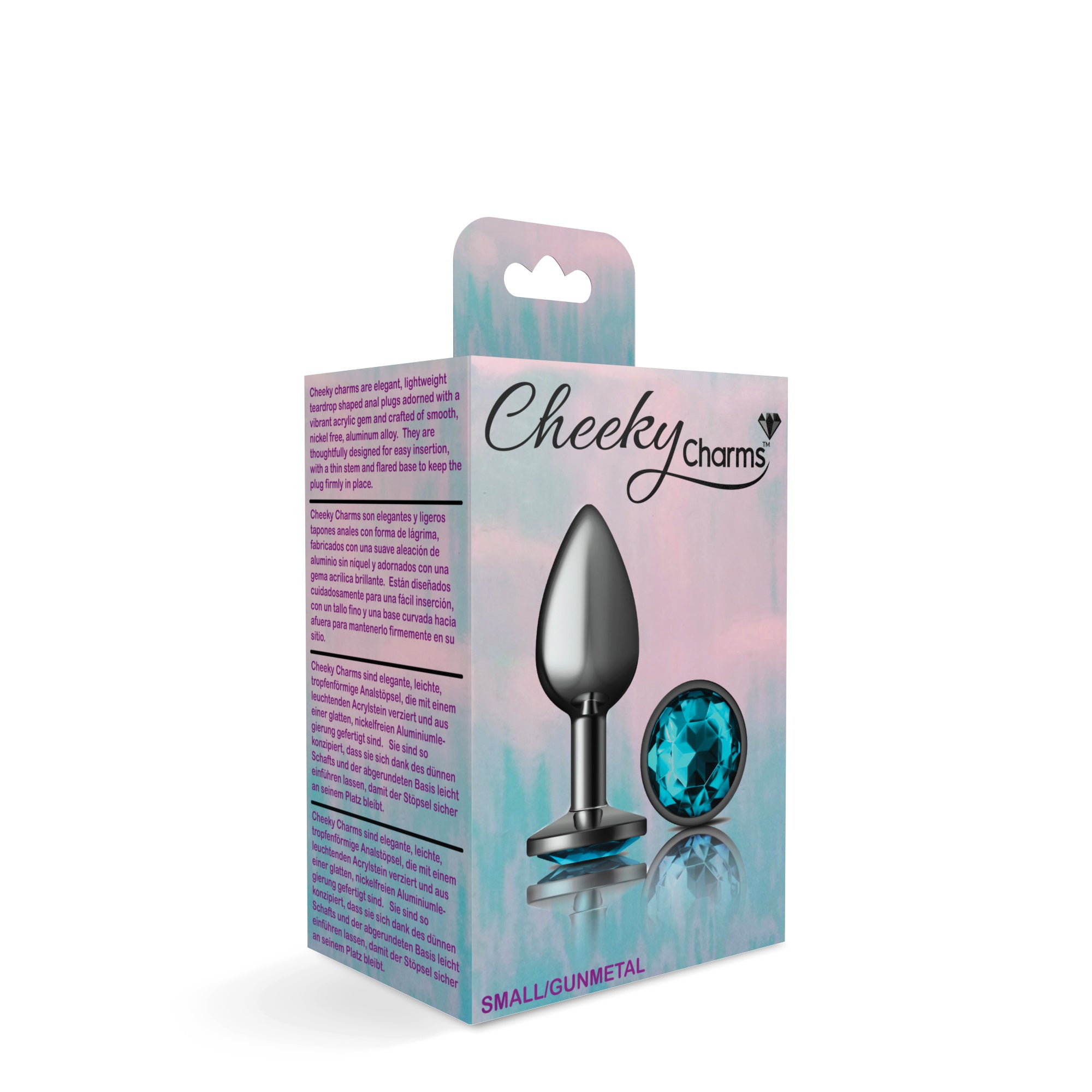 Teal Round Gem Gunmetal Metal Plug - Sm