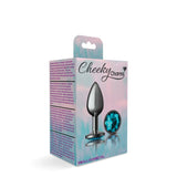 Teal Round Gem Gunmetal Metal Plug - Sm