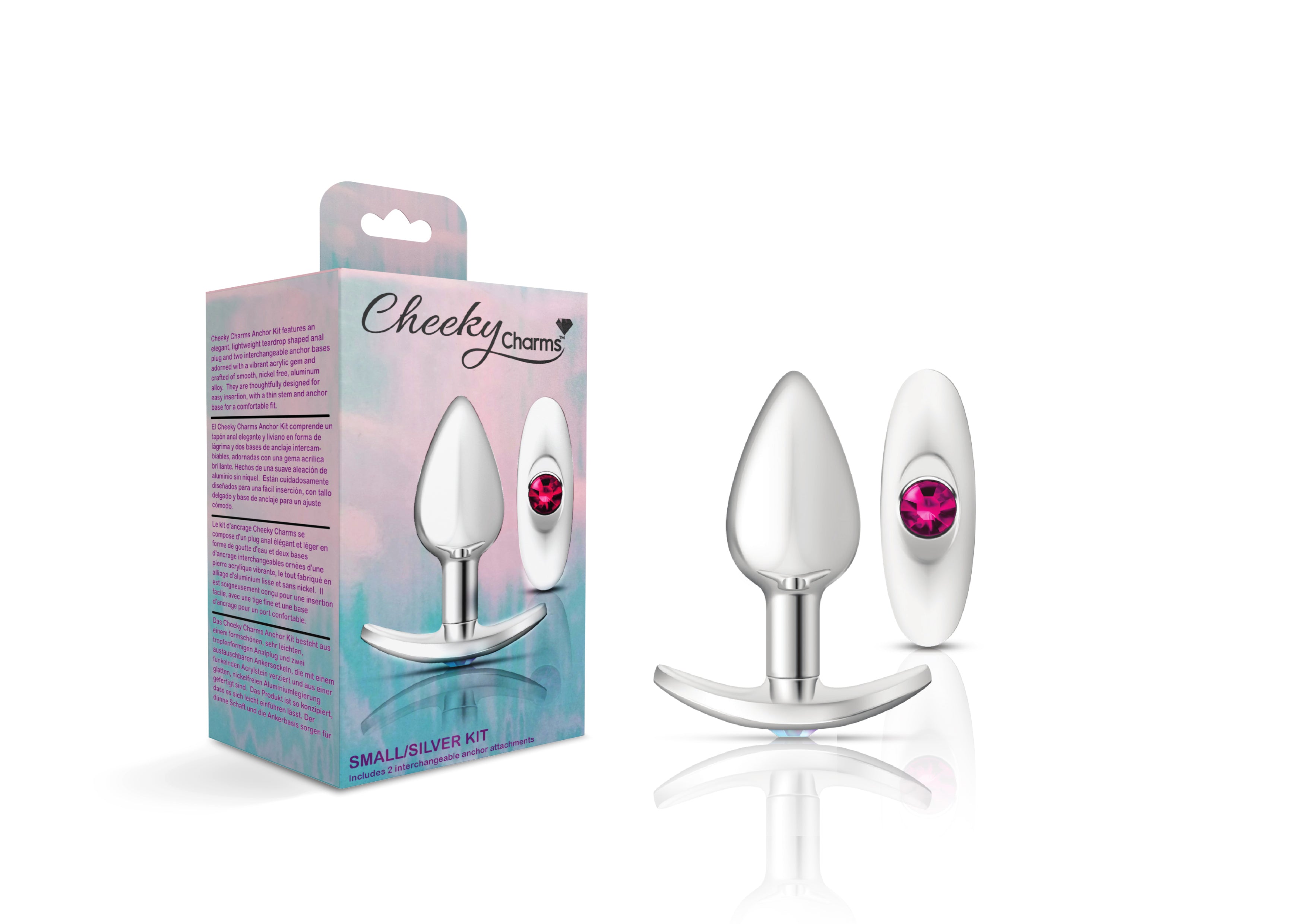 Silver Anchor Buttplug Kit - Clear Iridescent/pink