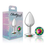 Rainbow Round Gem Silver Metal Plug - Md