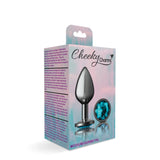 Teal Round Gem Gunmetal Metal Plug - Md