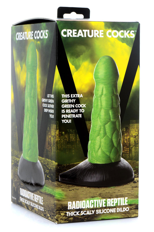 "Radioactive Reptile Thick Scaly Silicone Dildo - Green CC-AG872-GRN"