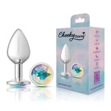 Clear Iridescent Round Gem Silver Metal Plug - Md