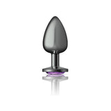 Purple Round Gem Gunmetal Metal Plug - Lg