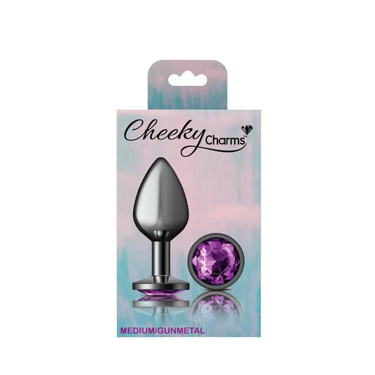 "Purple Round Gem Gunmetal Metal Plug - Md VB-CC9124"