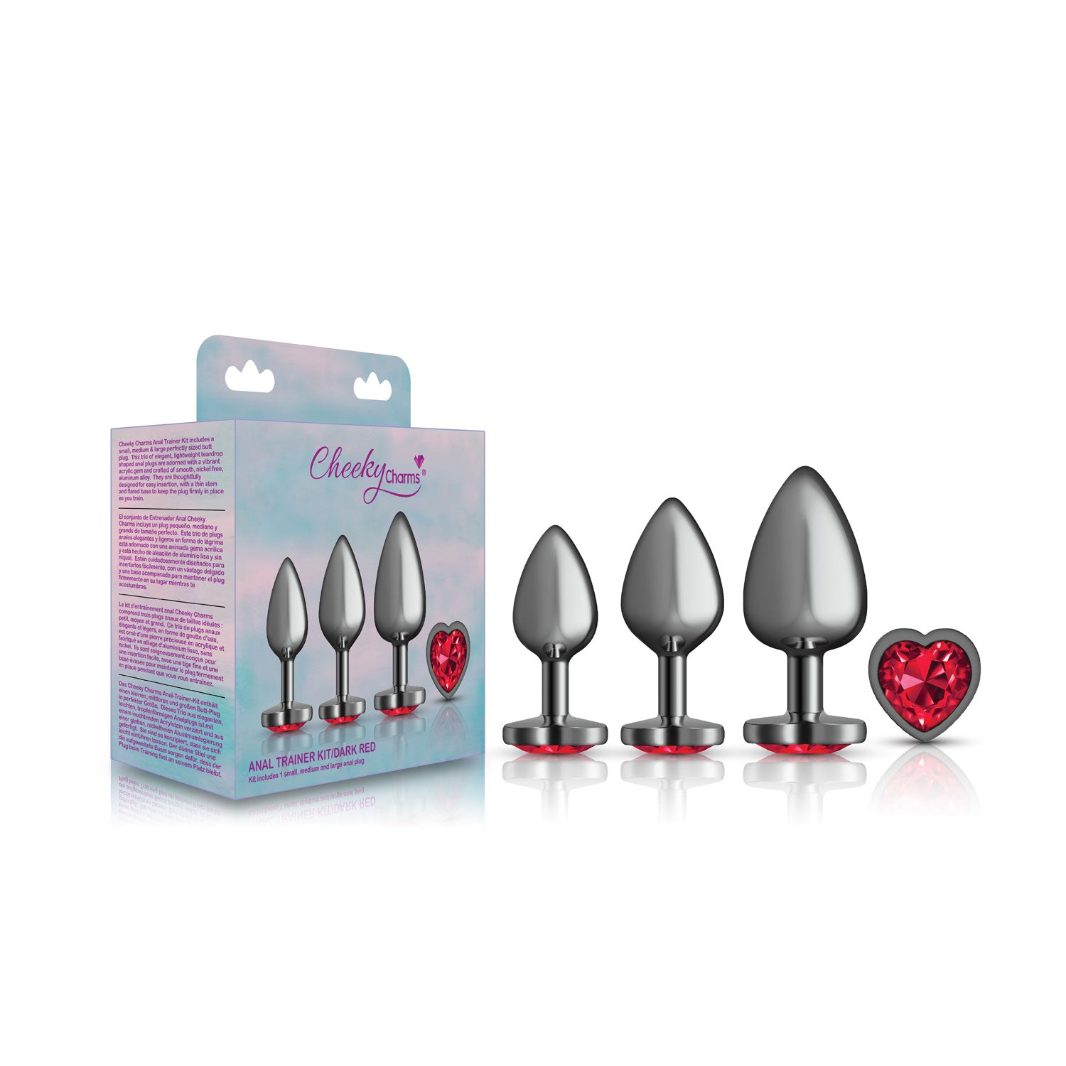 Red Heart Gem Anal Trainer Kit - Gunmetal