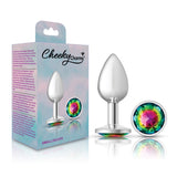 Rainbow Round Gem Silver Metal Plug - Sm