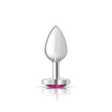 Bright Pink Heart Gem Silver Metal Plug - Sm