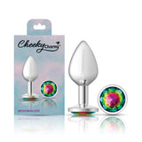 Rainbow Round Gem Silver Metal Plug - Md