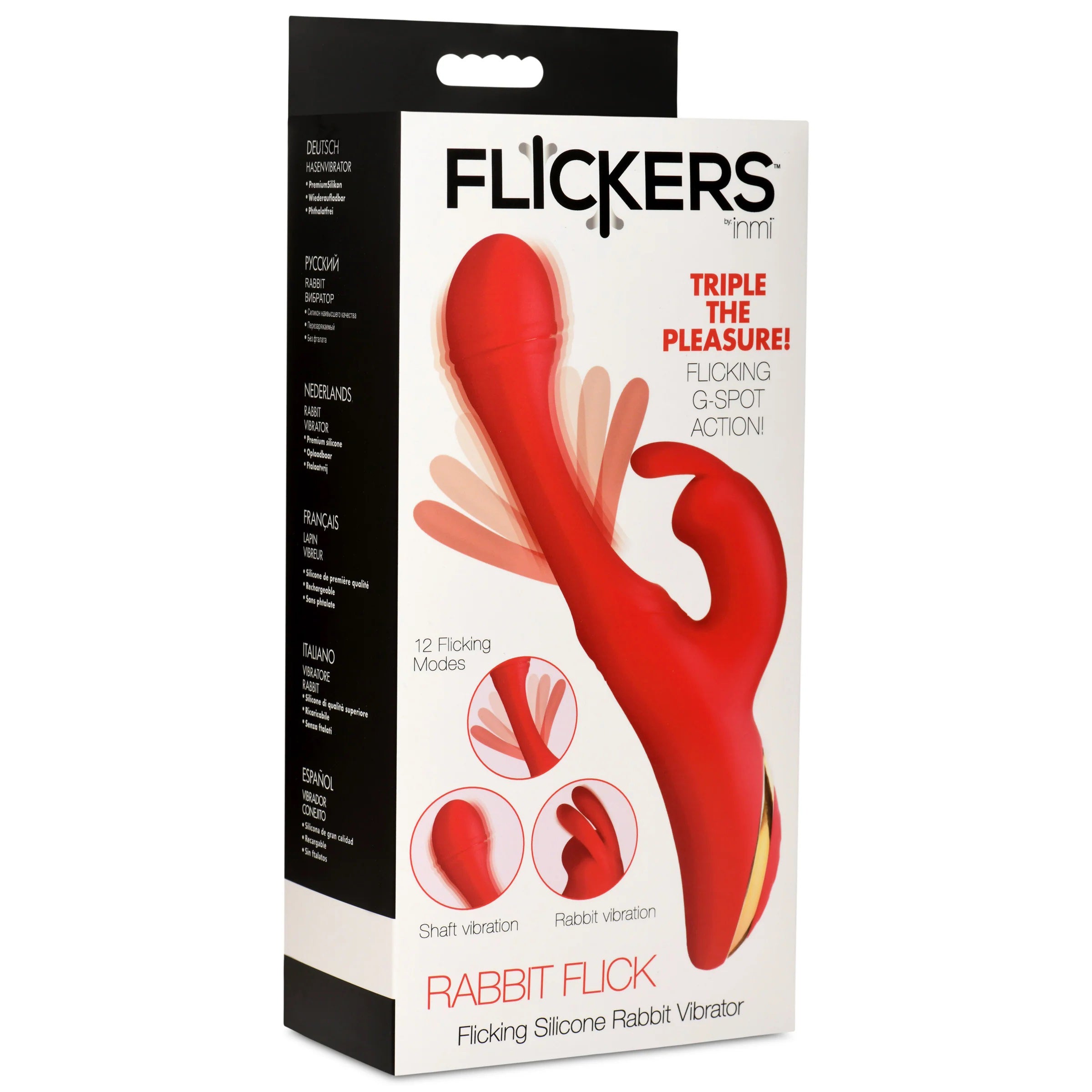 "Rabbit Flick Flicking Silicone Rabbit Vibrator - Red INM-AH389"