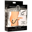 "Tug Plus Plug Cock and Ball Ring With Anal Plug - Black MS-AH347"