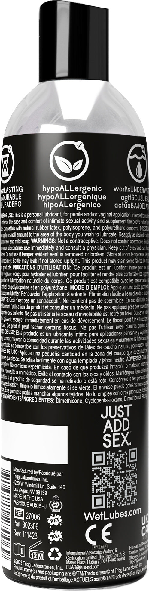 Wet Platinum - Luxury Silicone Based Lubricant 8 Oz