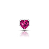 Bright Pink Heart Gem Silver Metal Plug - Sm