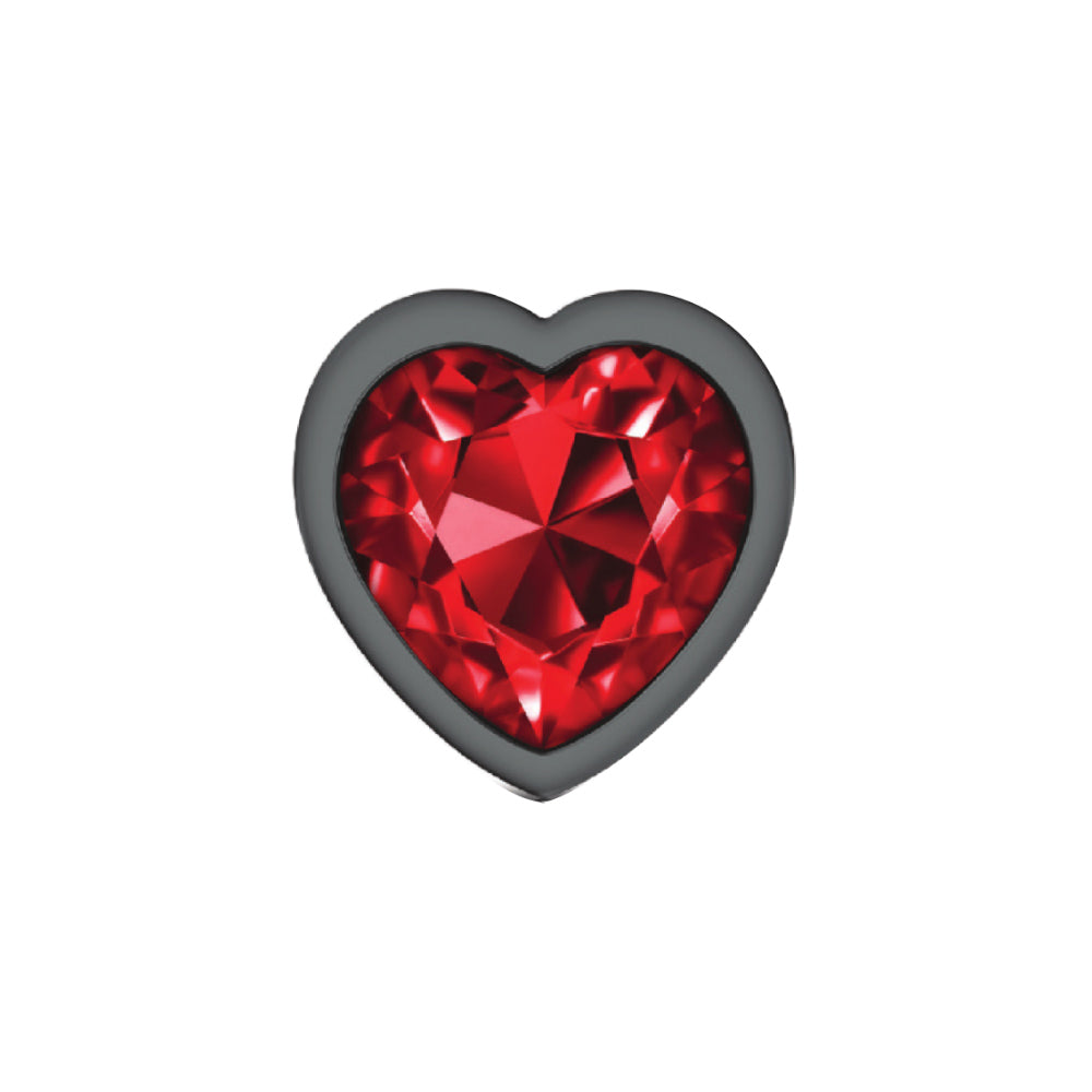 Deep Red Heart Gem Gunmetal Metal Plug - Lg