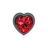 Deep Red Heart Gem Gunmetal Metal Plug - Lg