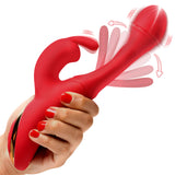 Rabbit Flick Flicking Silicone Rabbit Vibrator - Red