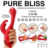 Rabbit Flick Flicking Silicone Rabbit Vibrator - Red