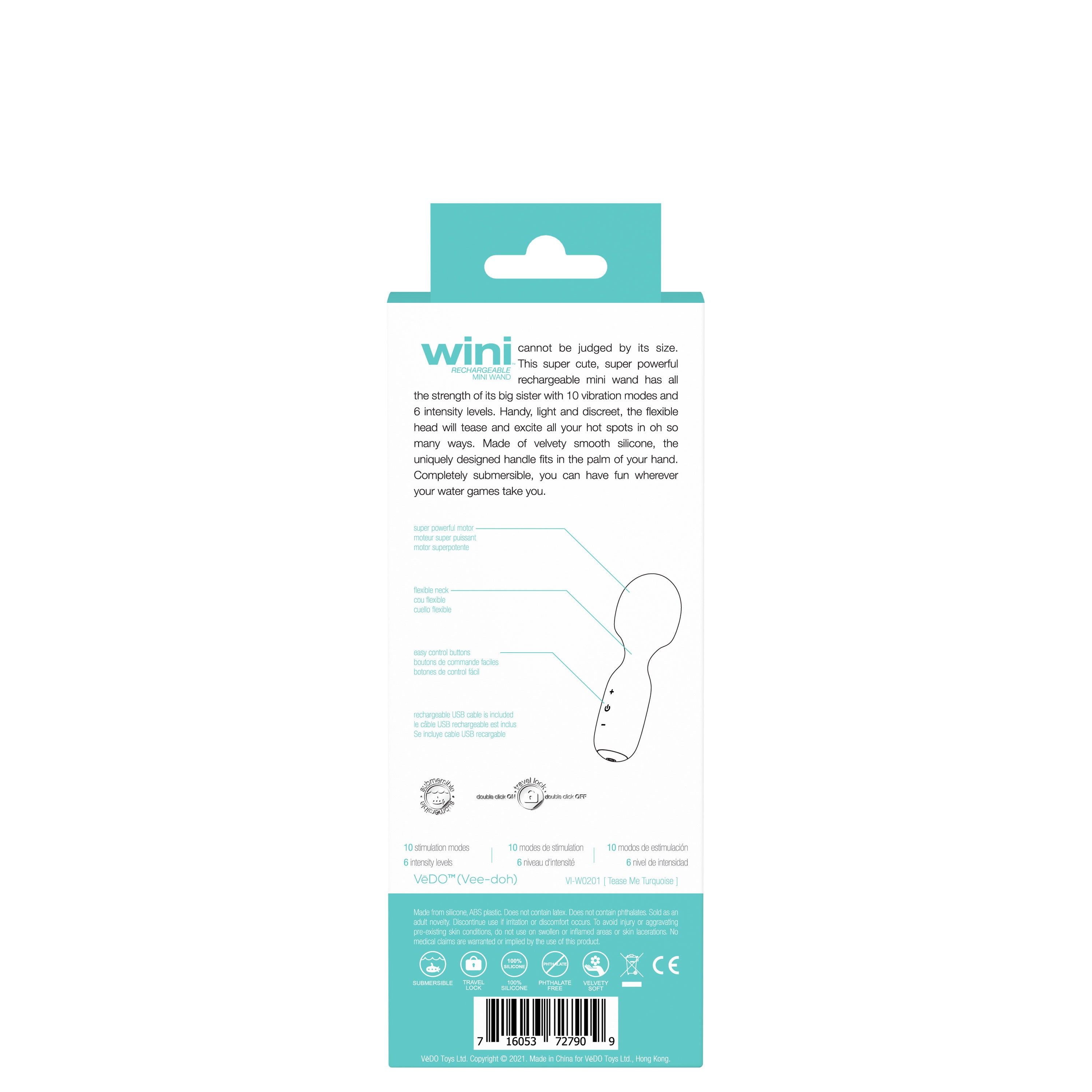 "Wini Rechargeable Mini Wand - Turquoise VI-W0201"