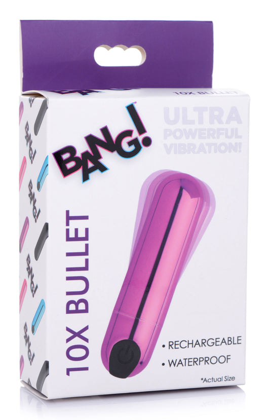 "10x Rechargeable Vibrating Metallic Bullet - Purple BNG-AG656-PUR"