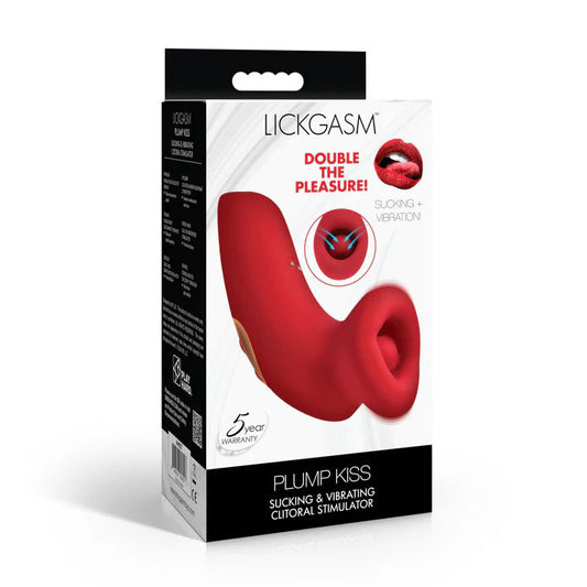 Plump Kiss Sucking and Vibrating Clitoral Stimulator - Red