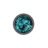 Teal Round Gem Gunmetal Metal Plug - Lg