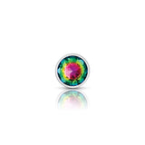 Rainbow Round Gem Silver Metal Plug - Sm