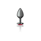 Deep Red Heart Gem Gunmetal Metal Plug - Md